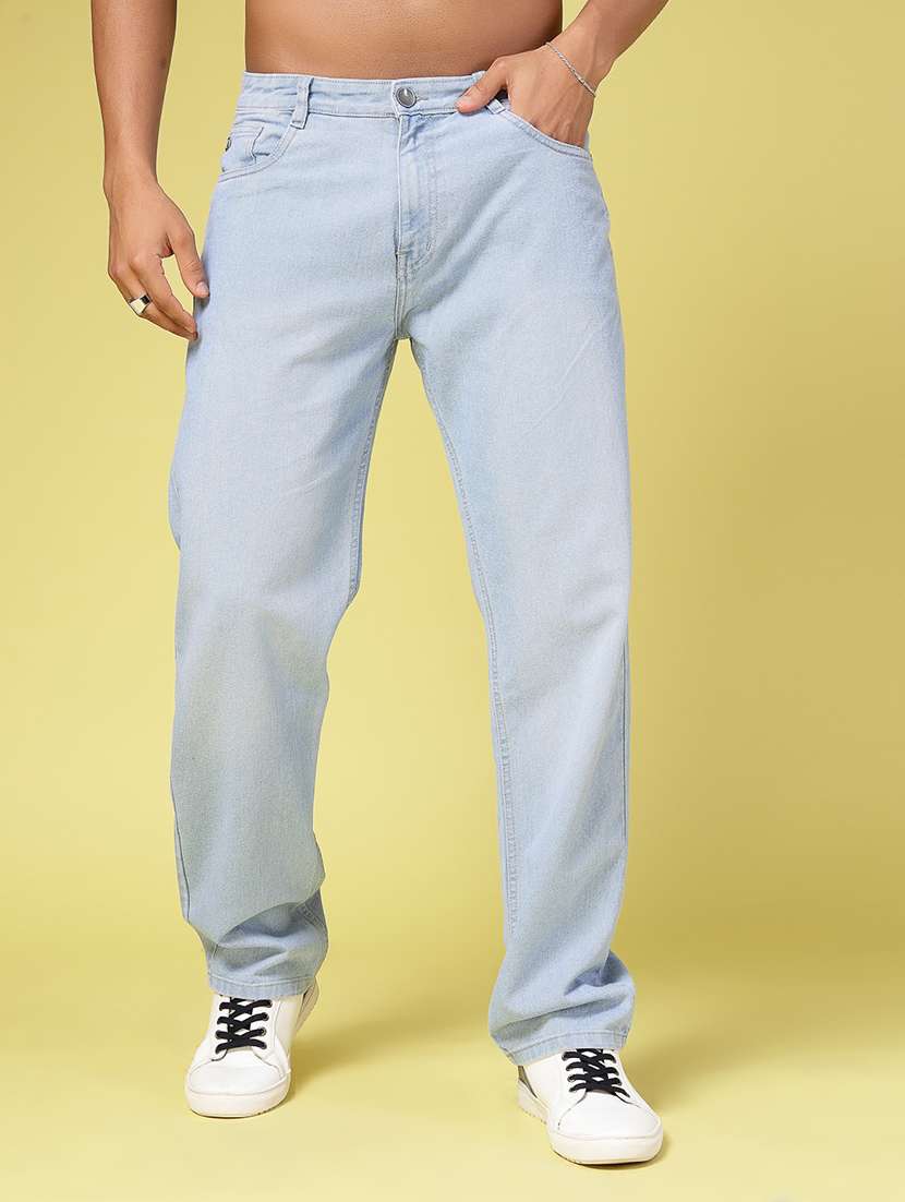 men plain relaxed fit denim jeans
