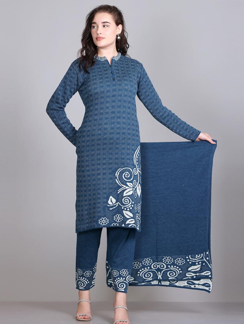 women self design long sleeve woollen suit set - 21577259 - Zoom Image - 0
