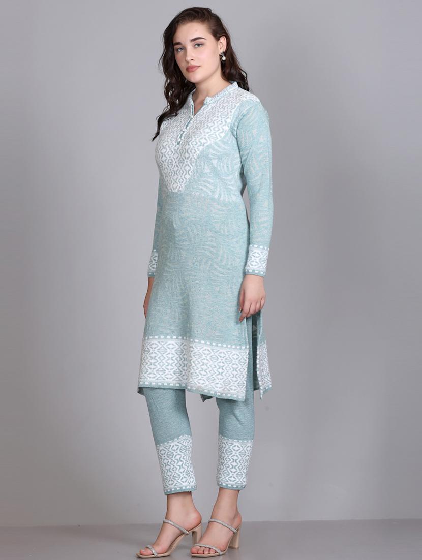 women self design long sleeve wool suit set - 21577261 - Standard Image - 3