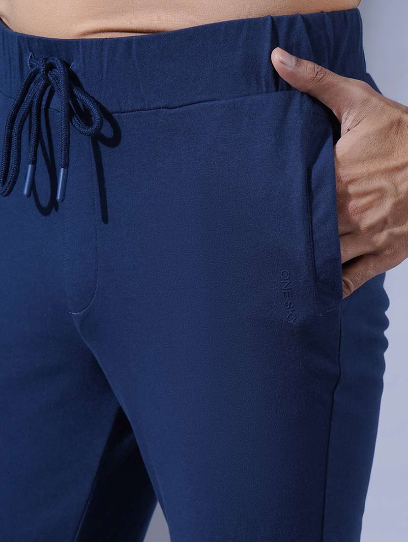 men navy blue solid full length track pant - 21577279 -  Standard Image - 3
