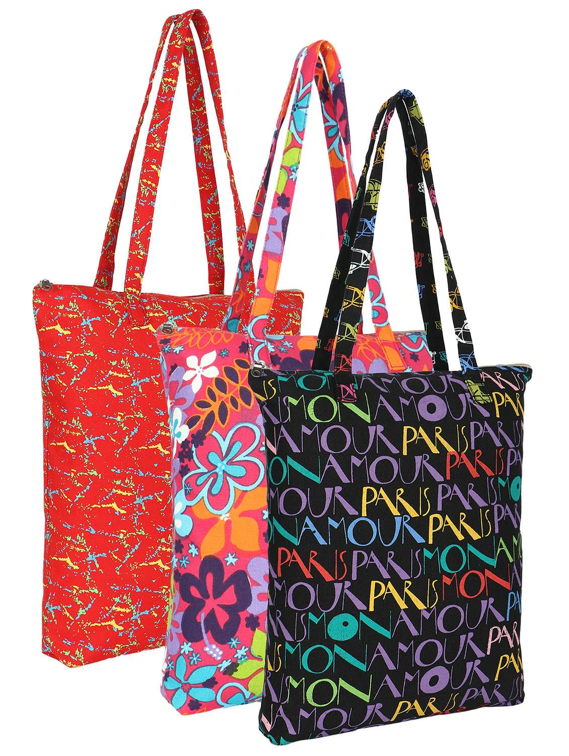 multi colored printed totes bag combo - 21577310 - Zoom Image - 0