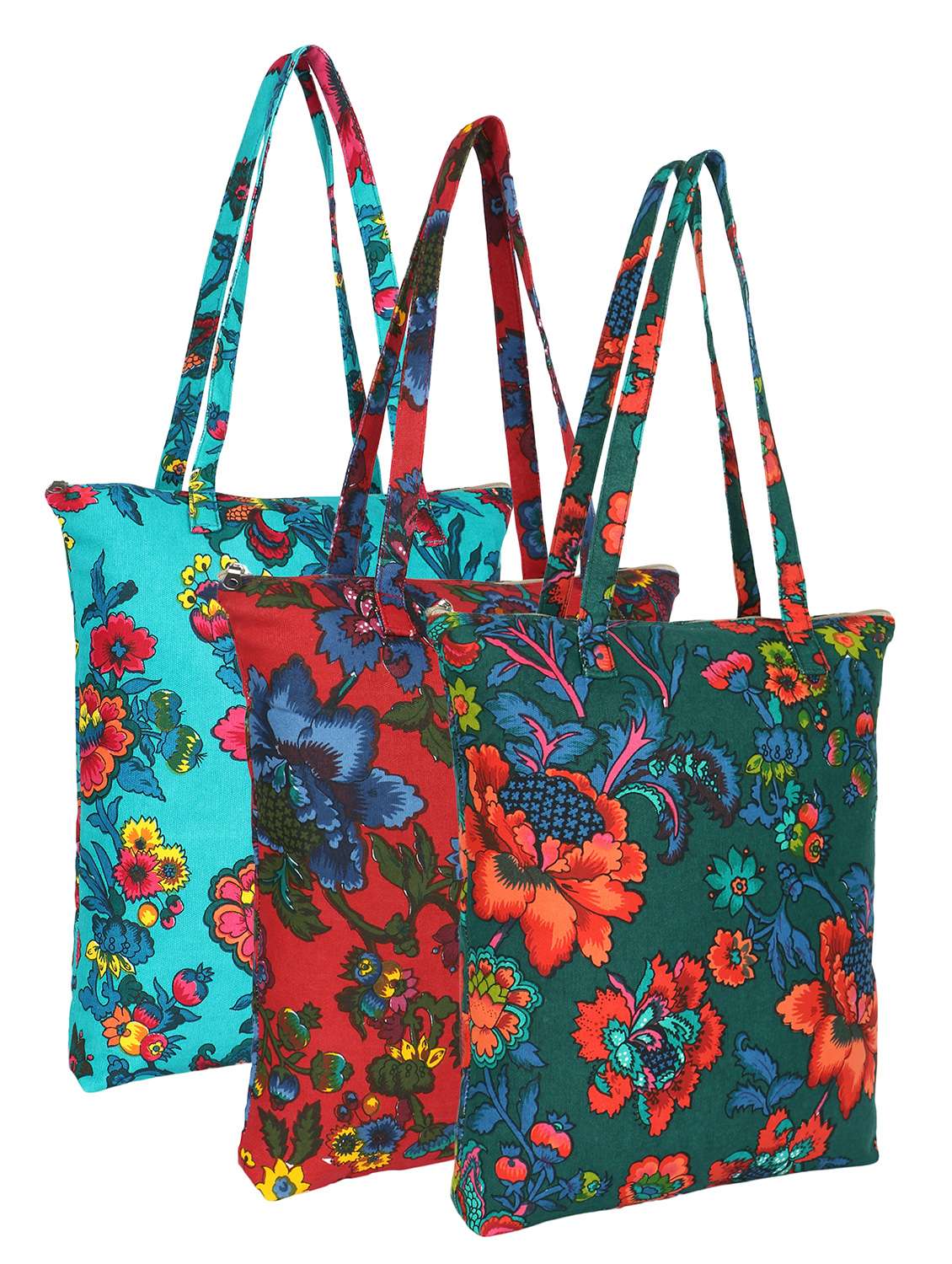 multi colored floral printed totes bag combo - 21577311 - Zoom Image - 0