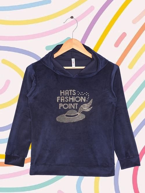 girls chest printed hooded sweatshirt - 21577318 - Standard Image - 0