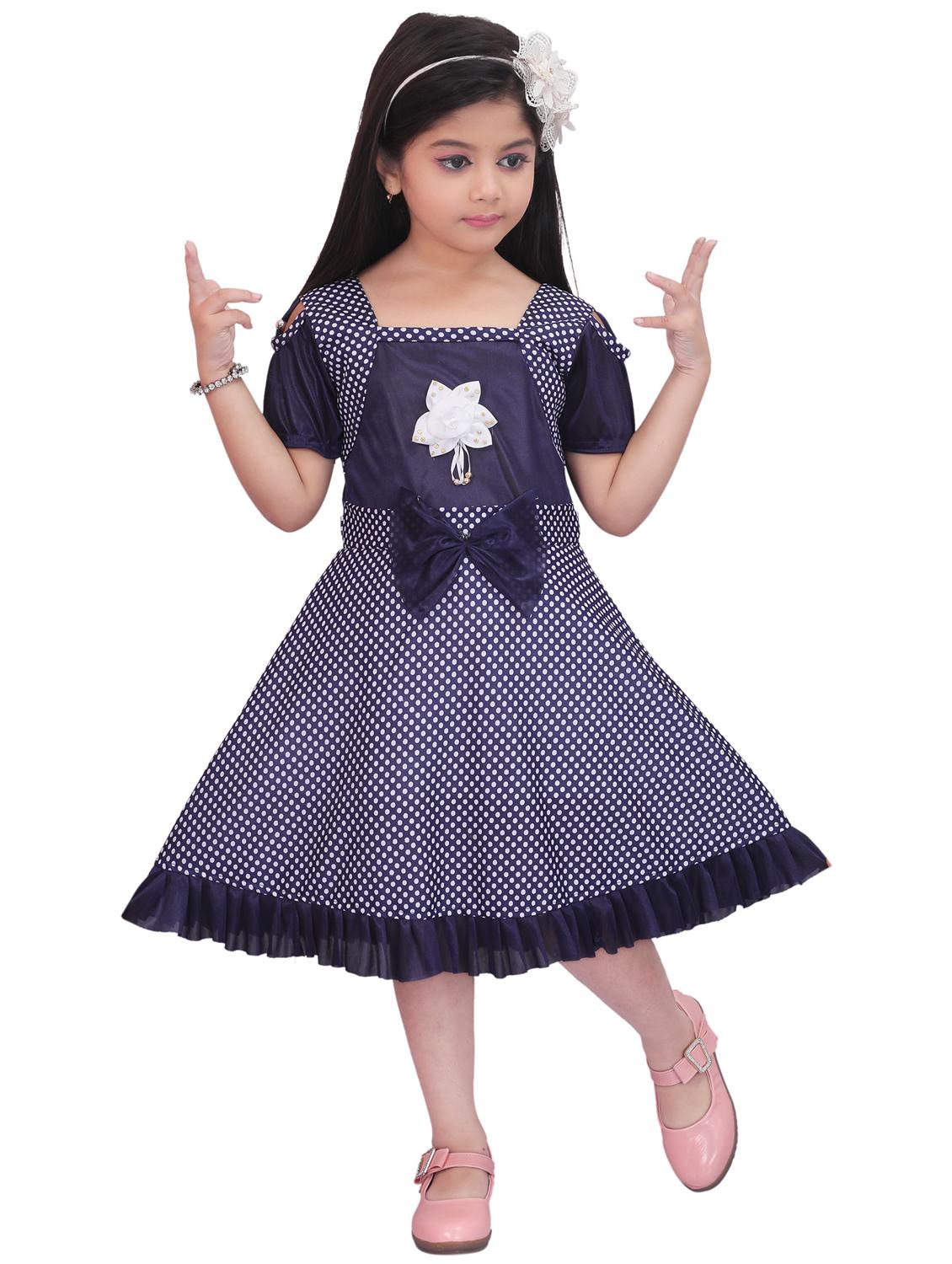 girls polka dot printed short sleeves frock - 21577367 -  Zoom Image - 0