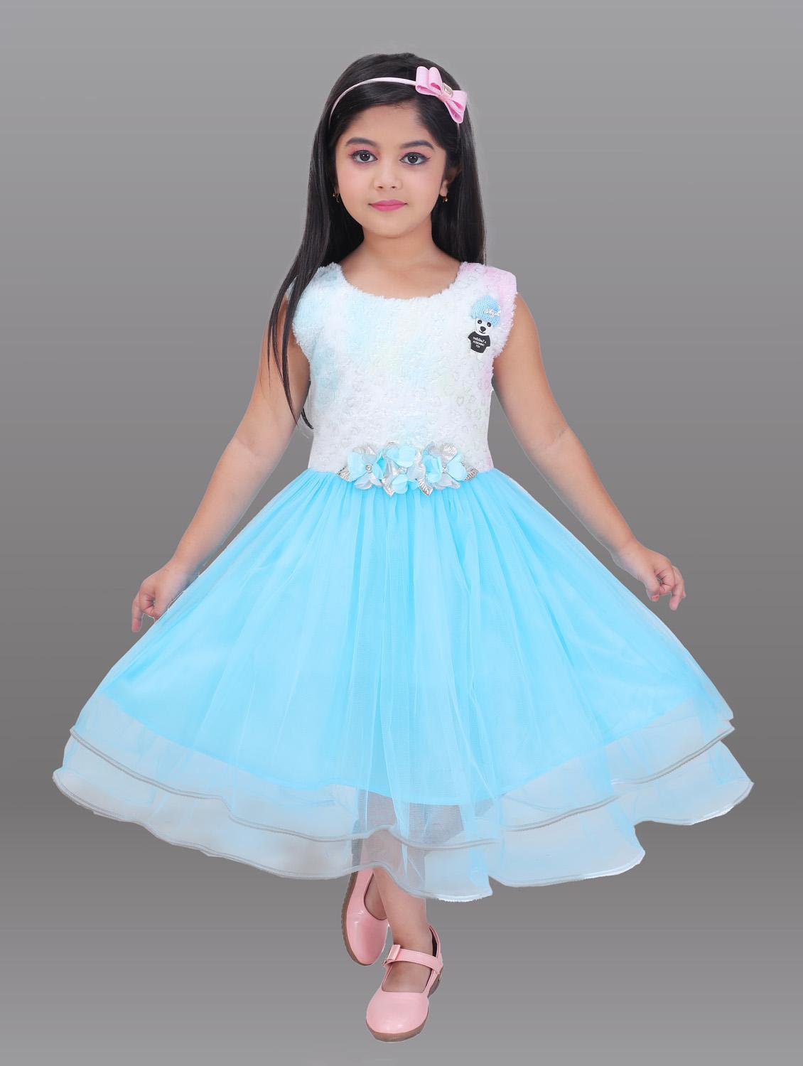 girls self design sleeveless frock - 21577372 -  Zoom Image - 0