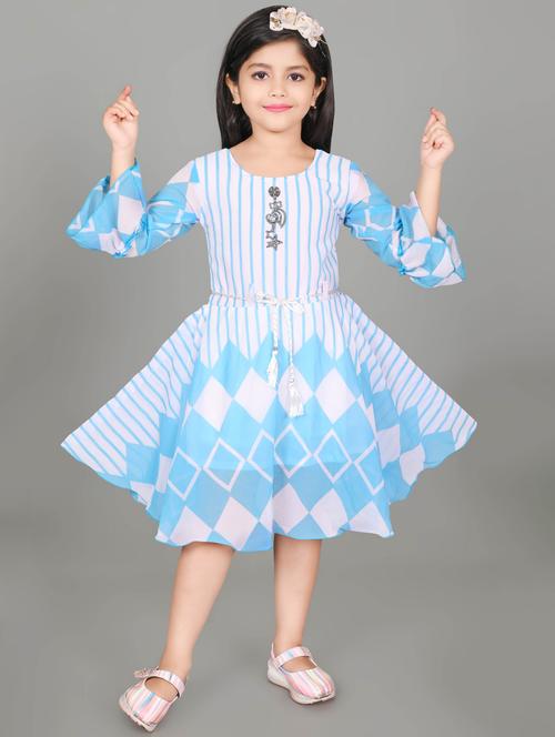 girls printed round neck frock - 21577376 - Standard Image - 0