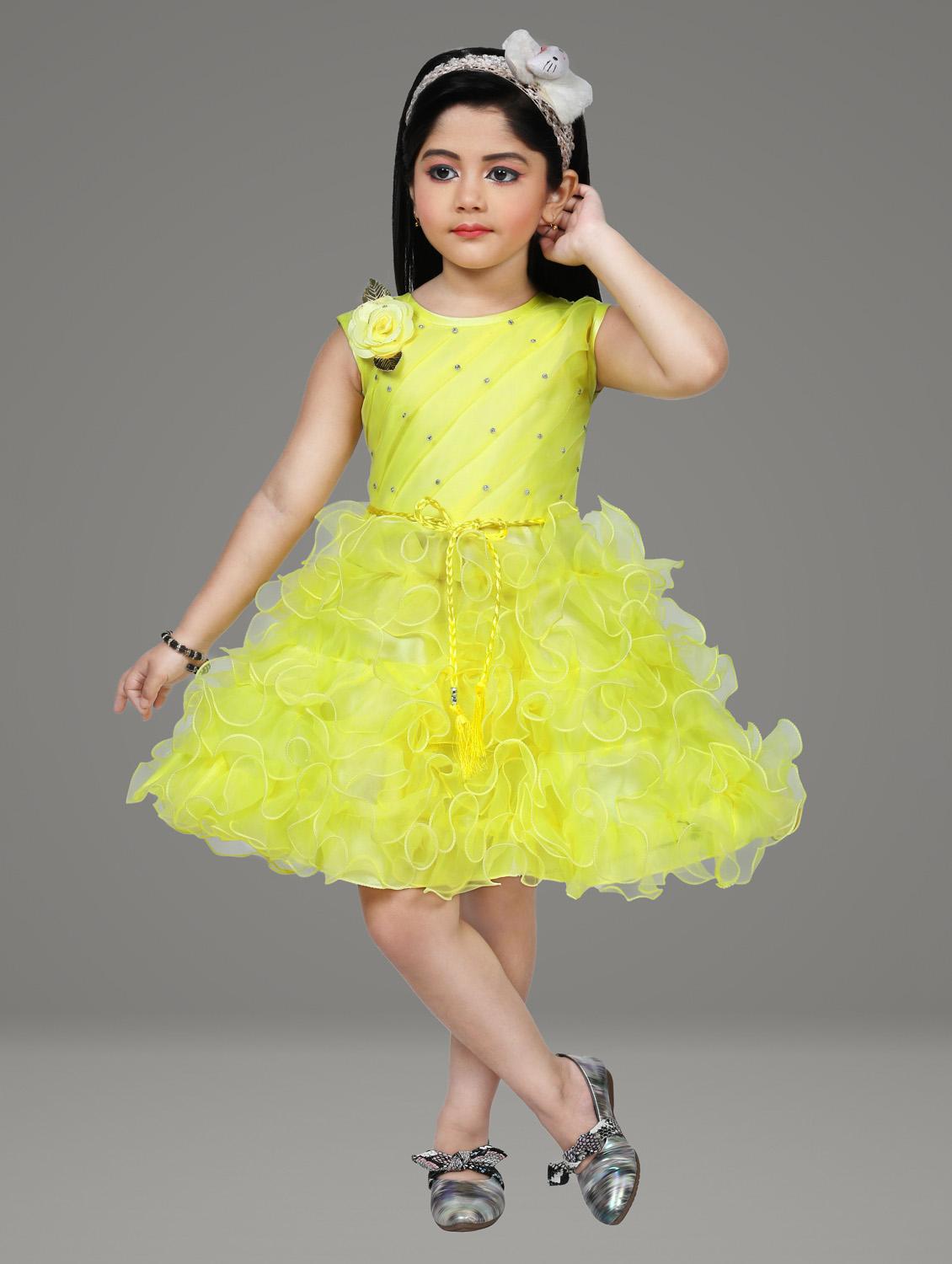 girls solid detailed sleeveless frock - 21577435 -  Zoom Image - 0