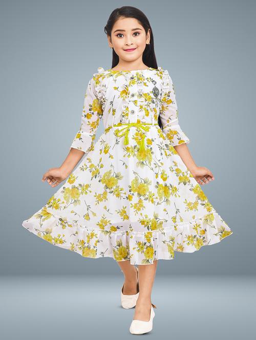 girls floral printed round neck a-line dress - 21577438 - Standard Image - 0