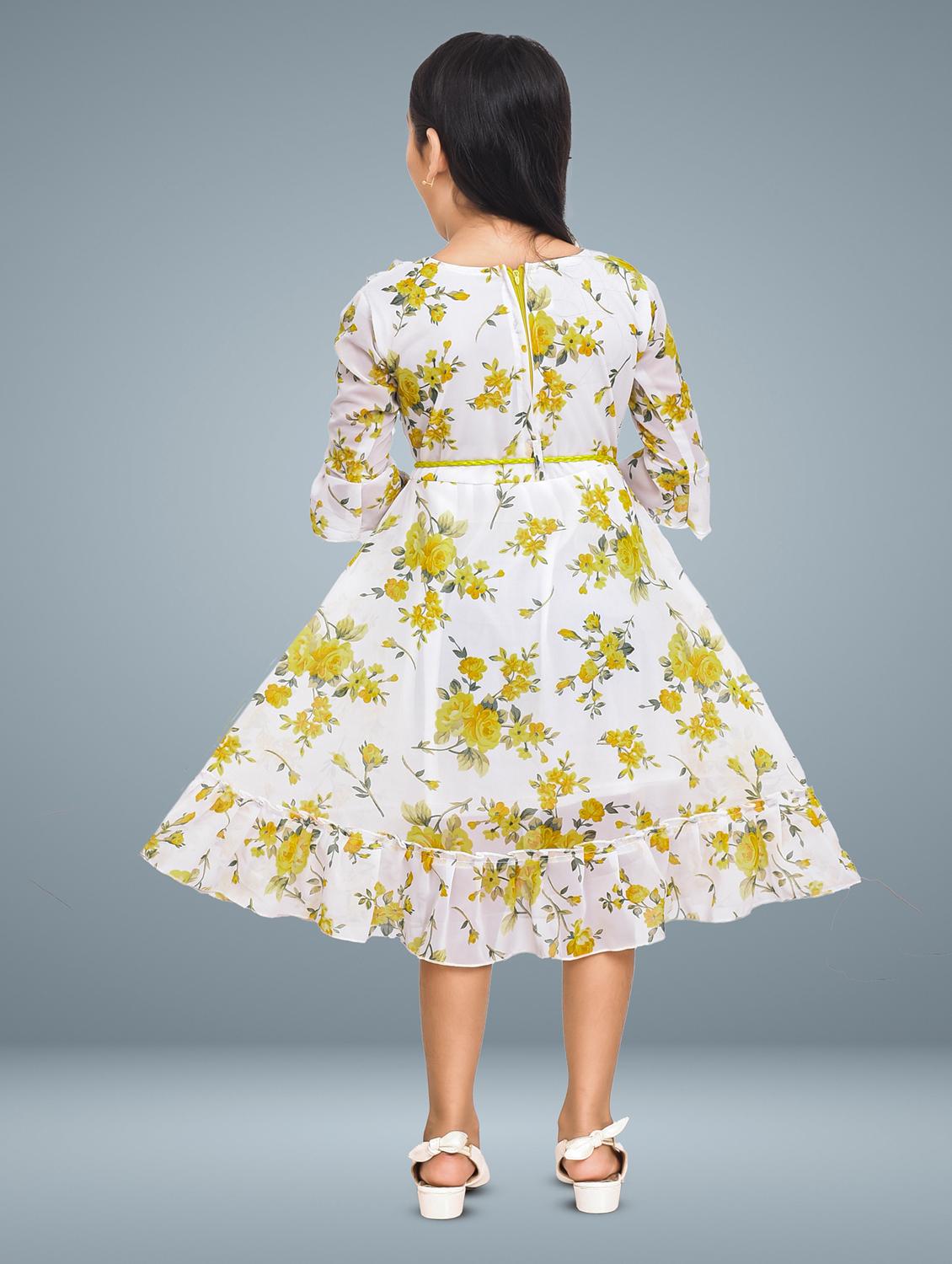 girls floral printed round neck a-line dress - 21577438 - Standard Image - 3