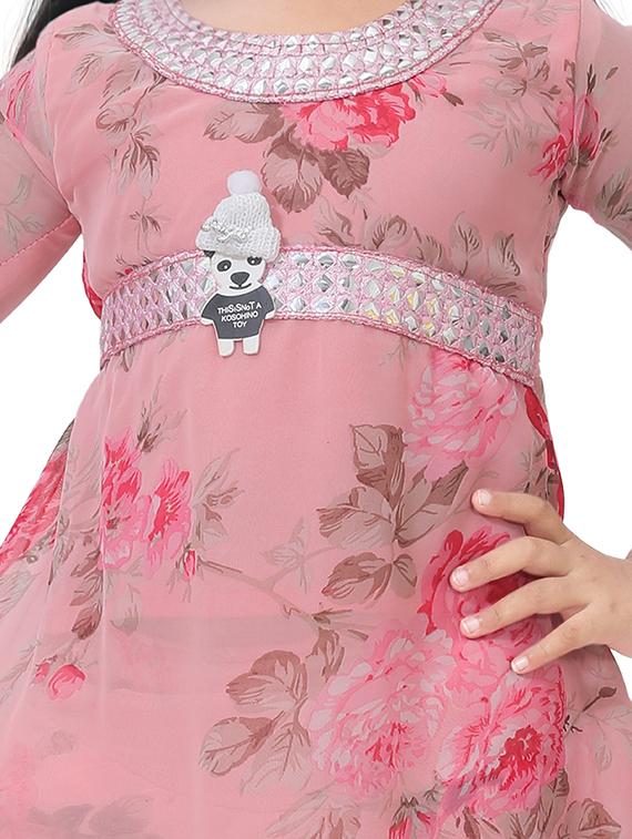 girls floral printed round neck kurta & palazzo set - 21577510 - Standard Image - 3