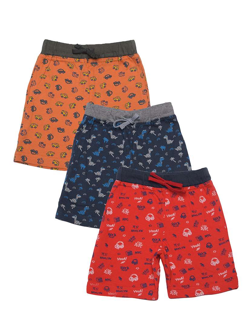 boys pack of 3 printed drawstring loungwear shorts 