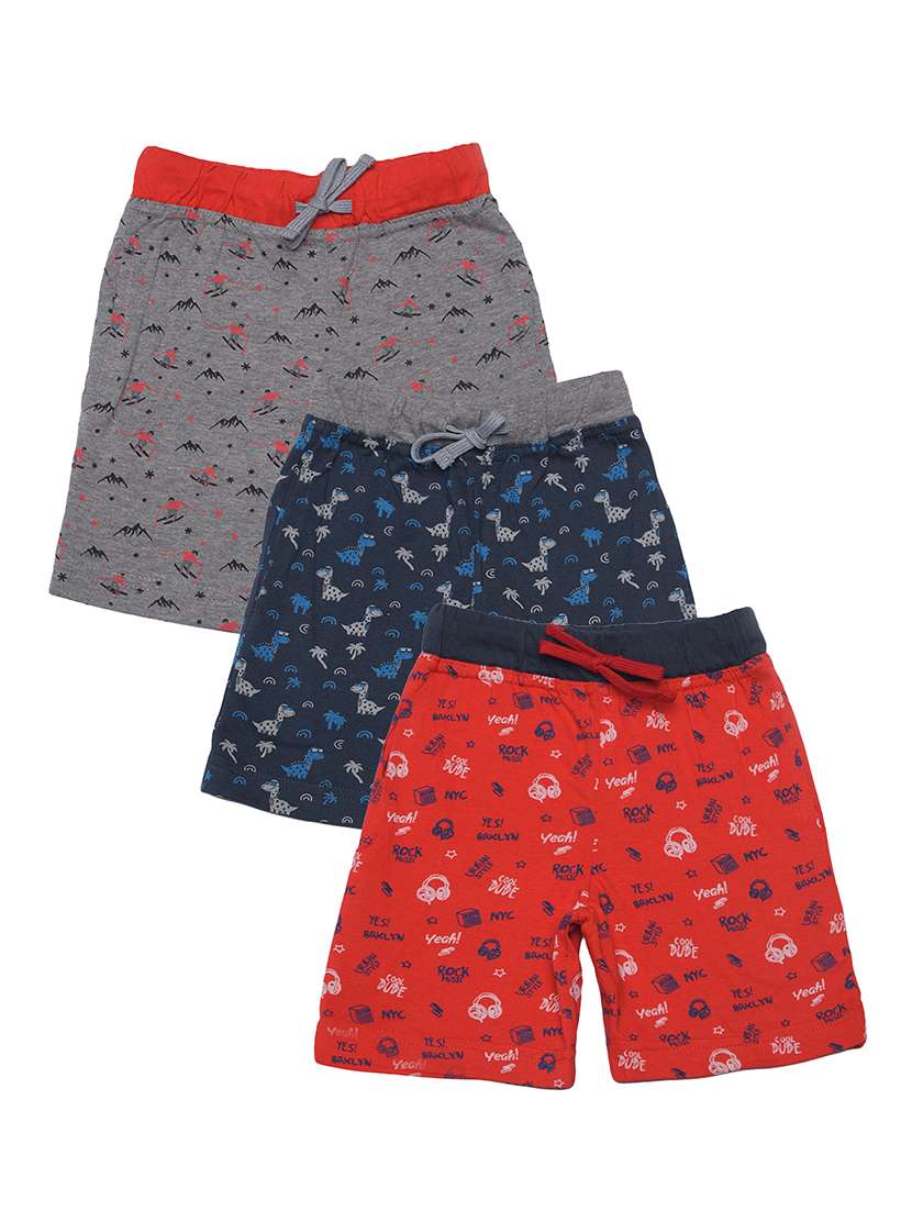 boys pack of 3 printed drawstring loungwear shorts 