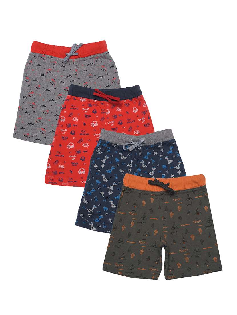 boys pack of 4 printed drawstring loungwear shorts 