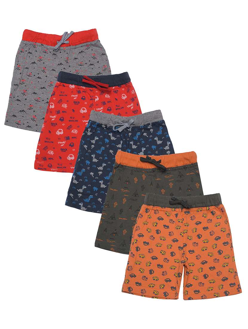 boys pack of 5 printed drawstring loungwear shorts 