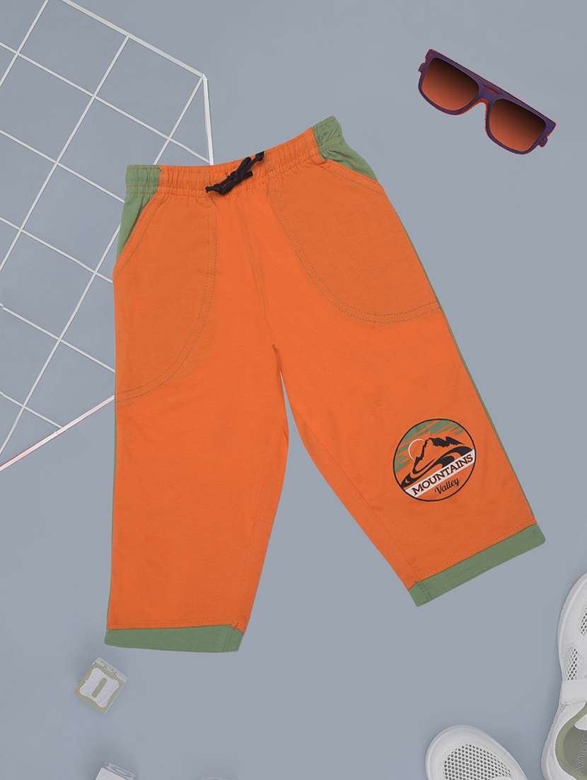 boys placement printed drawstring three-fourths