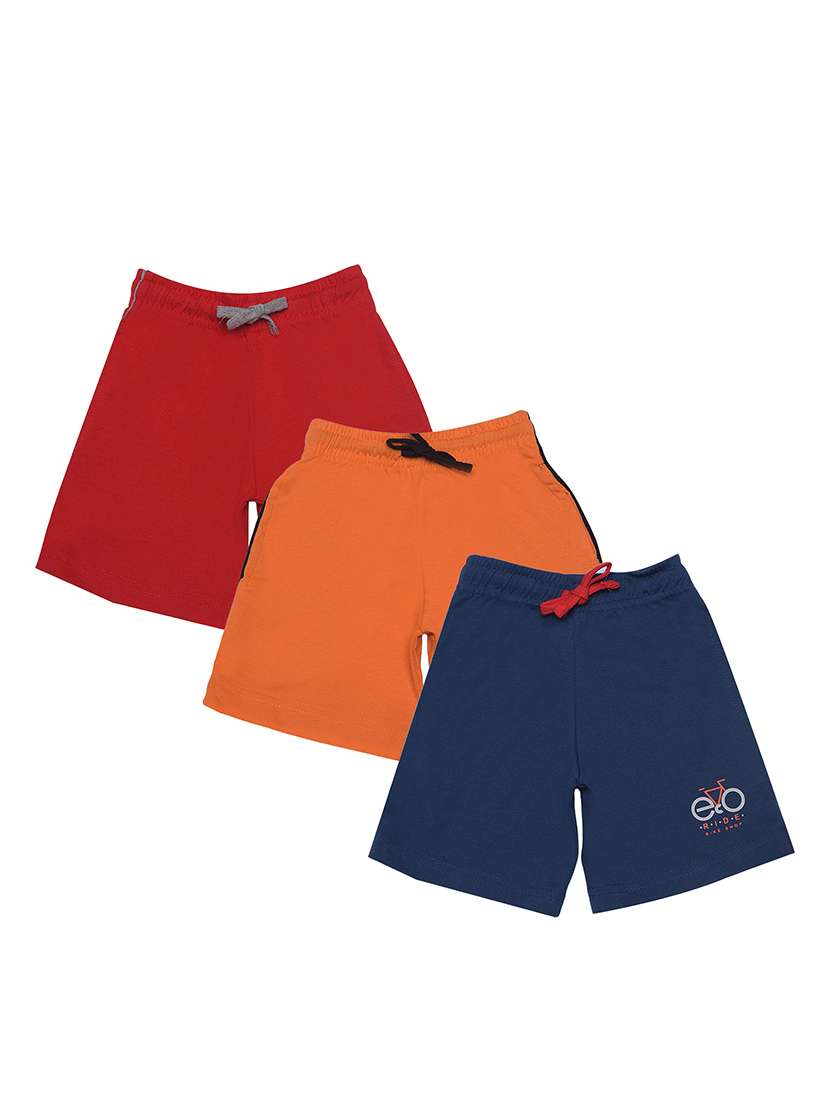 boys pack of 3 placement printed drawstring shorts