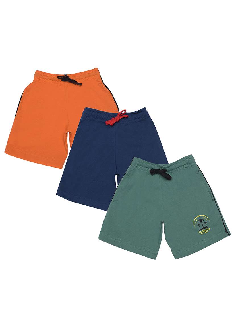 boys pack of 3 placement printed drawstring shorts