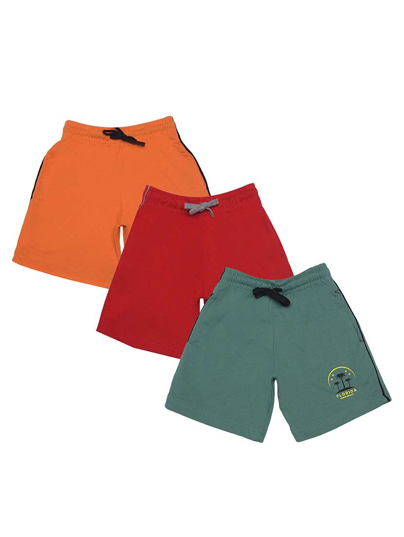 boys pack of 3 placement printed drawstring shorts