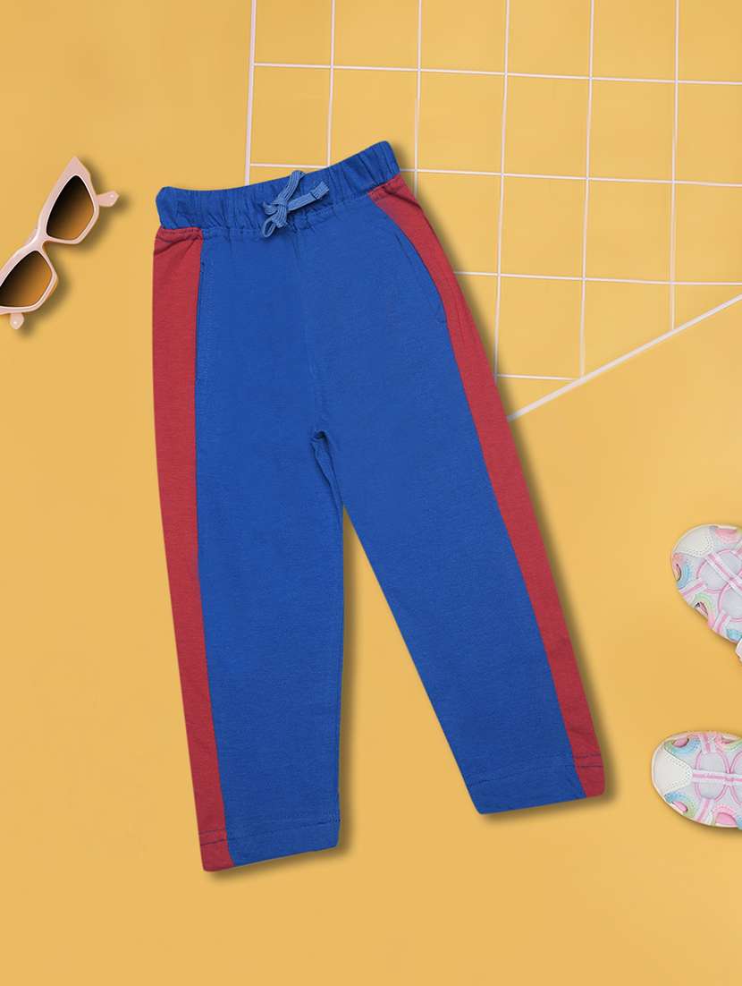 boys color block mid rise track pant with drawstring