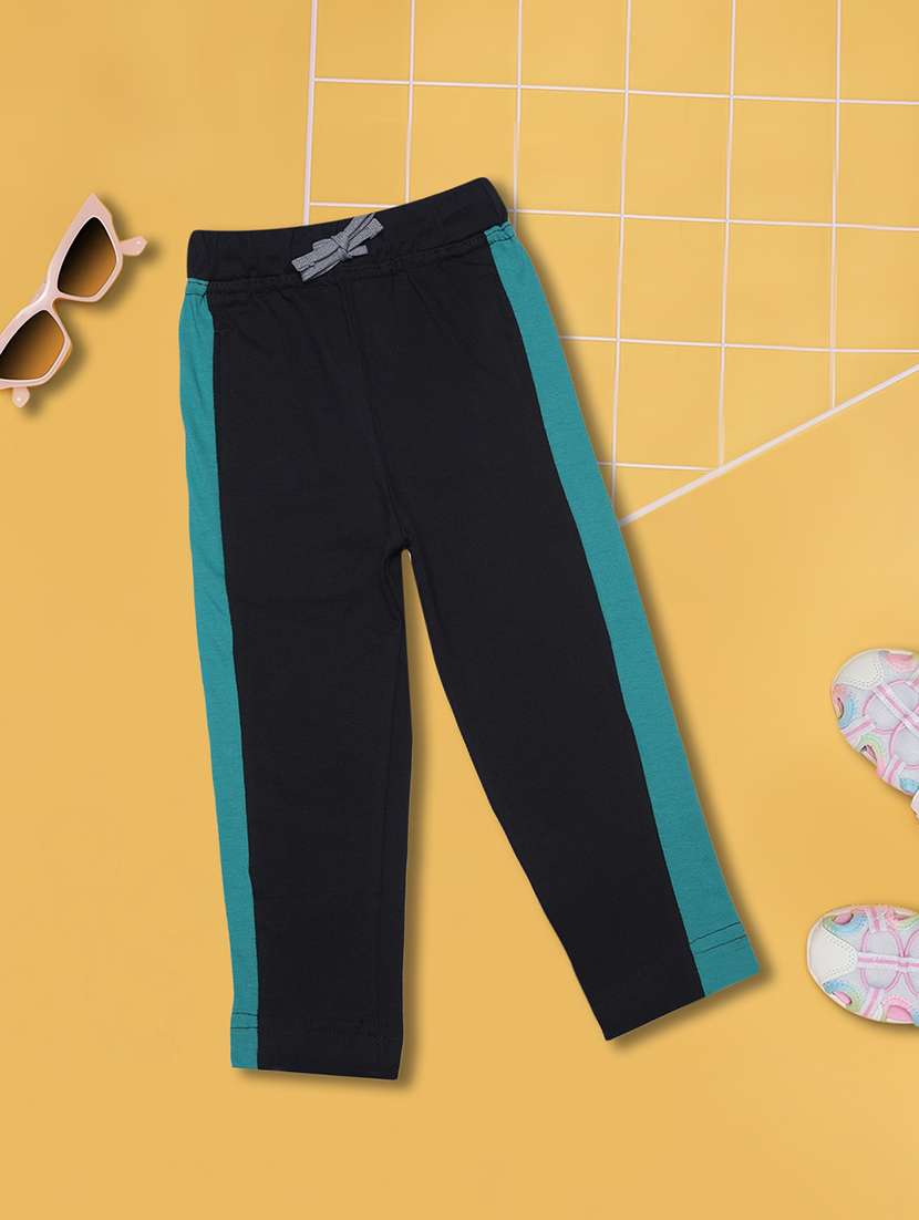 boys color block mid rise track pant with drawstring