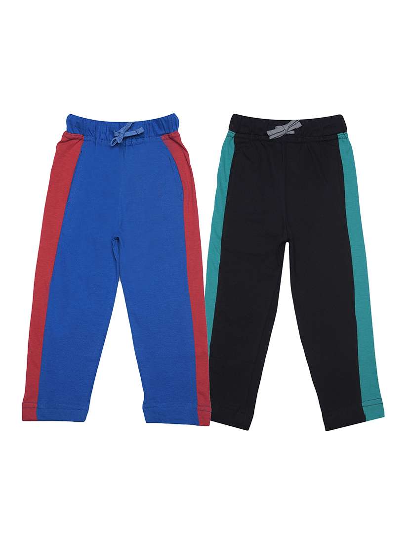 boys pack of 2 color block mid rise track pant with drawstring