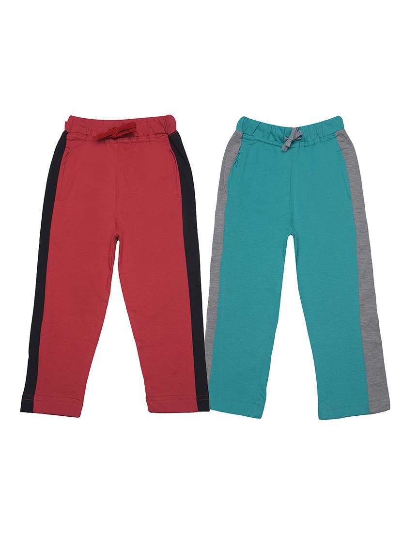 boys pack of 2 color block mid rise track pant with drawstring
