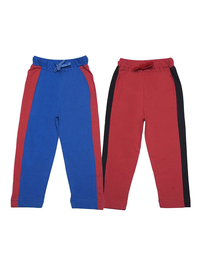 boys pack of 2 color block mid rise track pant with drawstring