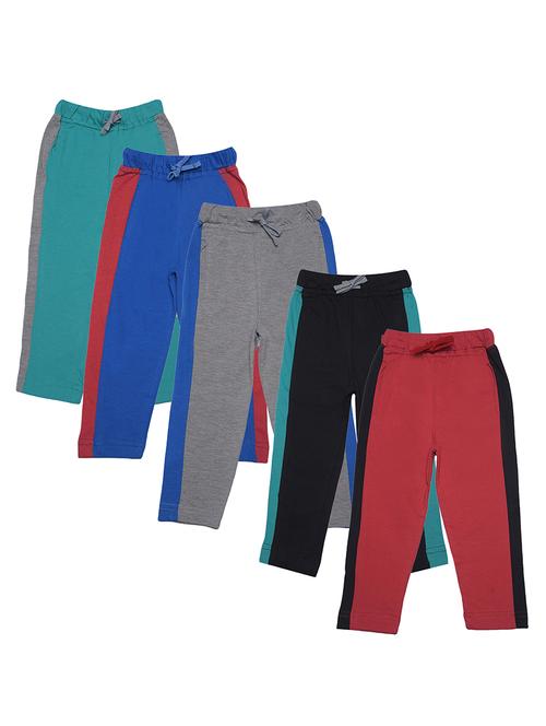 boys pack of 5 color block mid rise track pant with drawstring - 21577773 -  Standard Image - 0