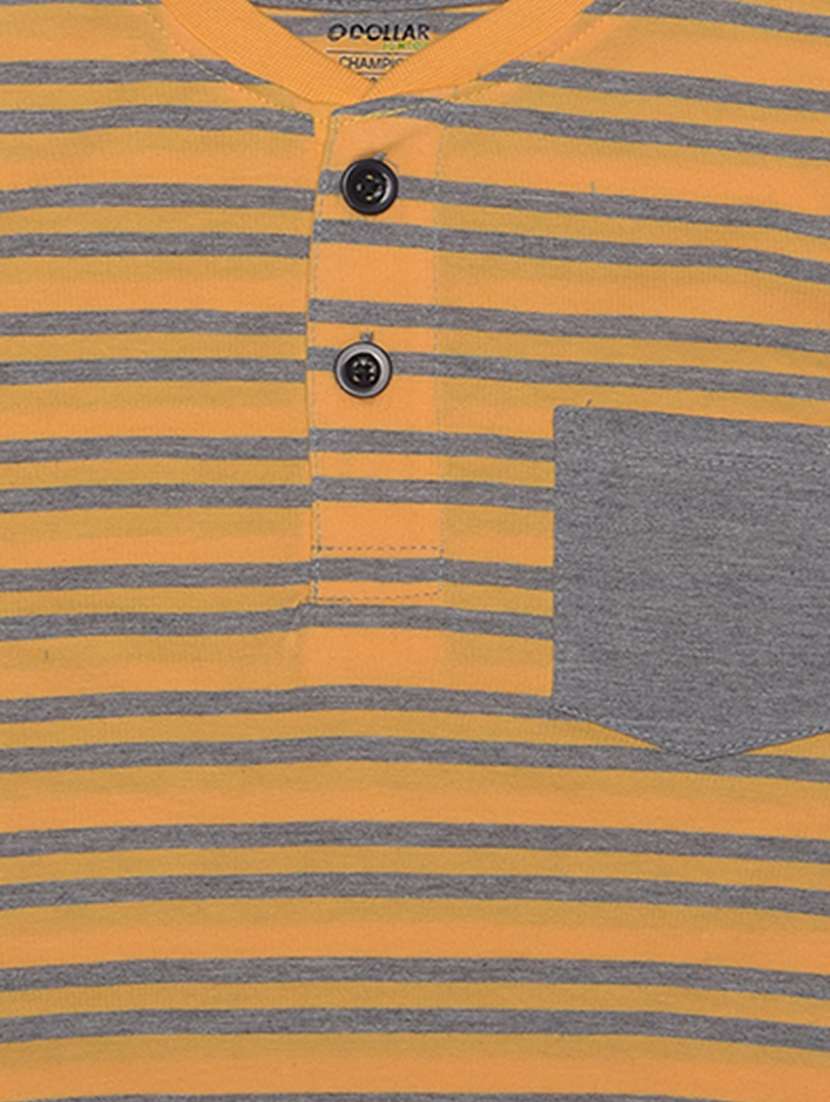 boys striped henley neck t-shirt with single pocket - 21577790 -  Standard Image - 3