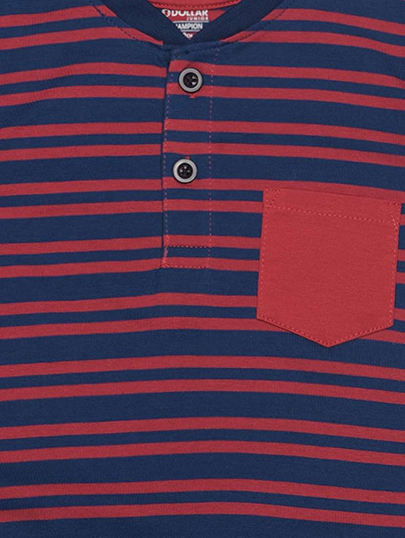 boys pack of 2 striped henley neck t-shirt with single pocket - 21577796 -  Standard Image - 3