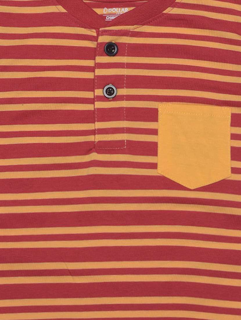 boys pack of 2 striped henley neck t-shirt with single pocket - 21577797 -  Standard Image - 3