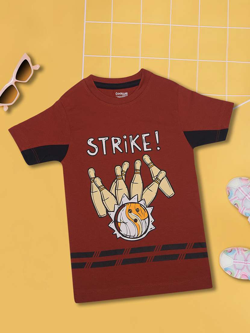 boys printed round neck short sleeves t-shirt