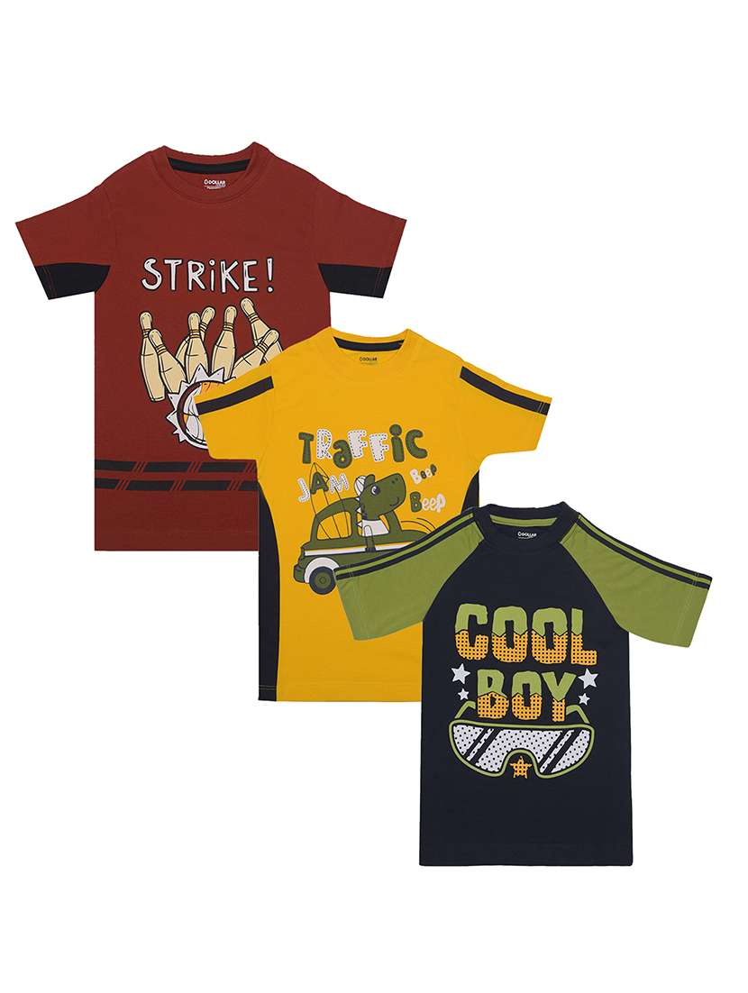 boys pack of 3 printed short sleeves t-shirts