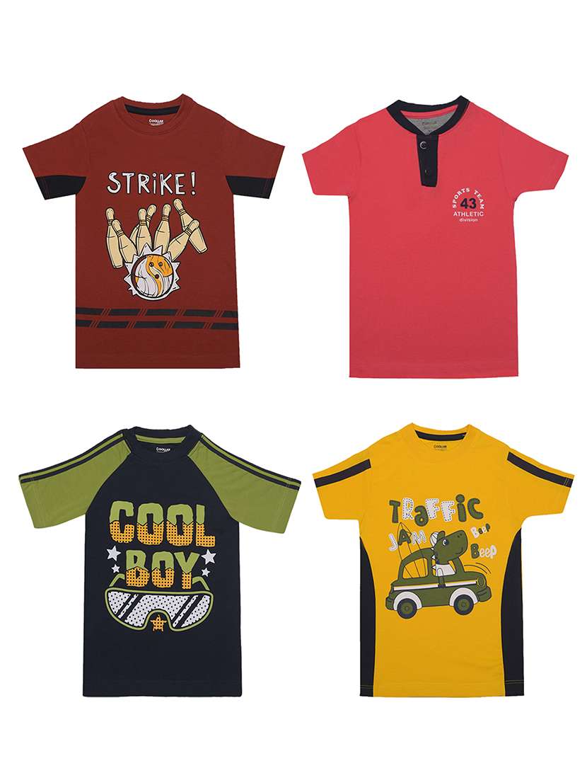 boys pack of 4 printed short sleeves t-shirts