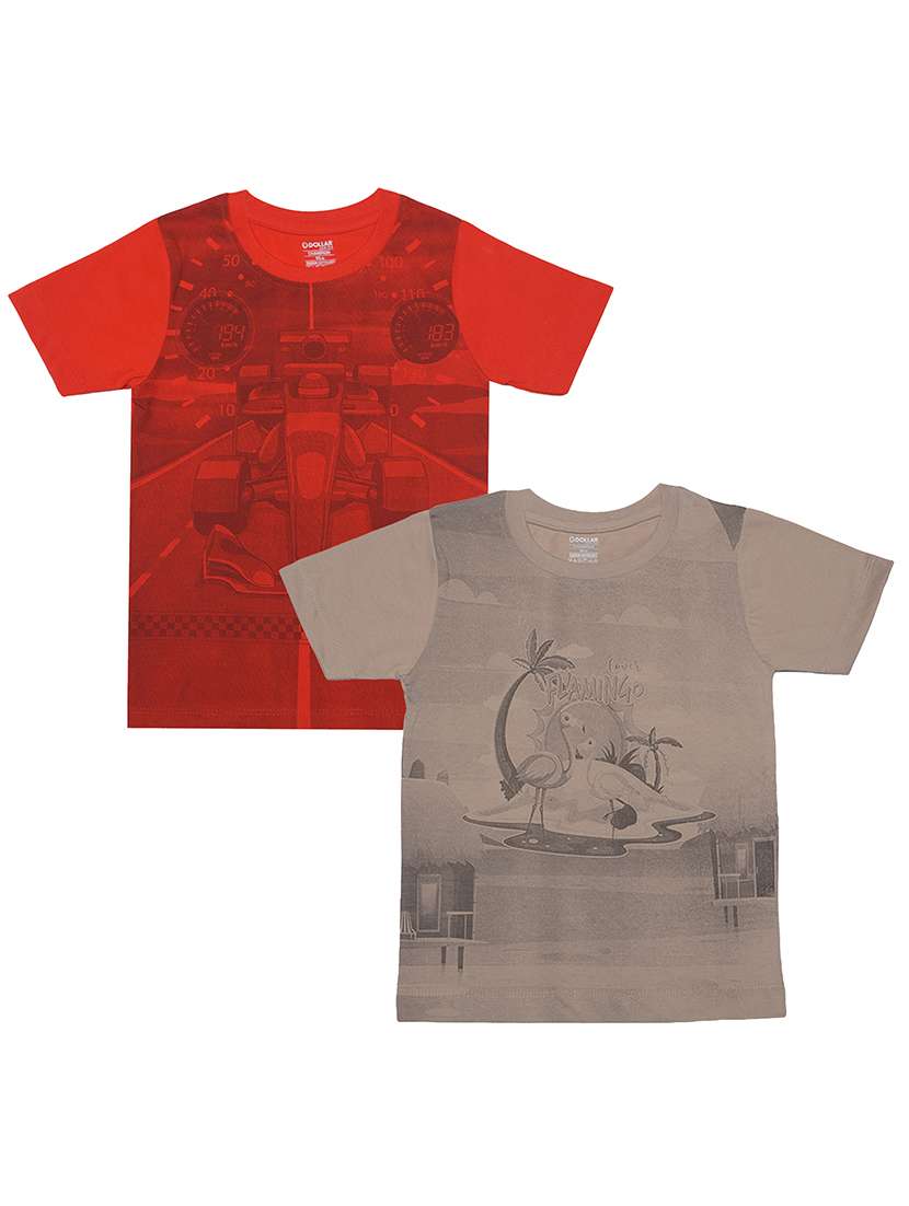 boys pack of 2 graphic printed round neck t-shirt
