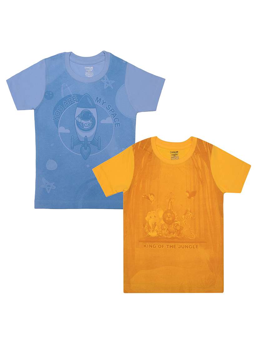 boys pack of 2 graphic printed round neck t-shirt