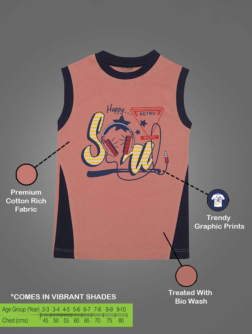 boy printed round neck sleeveless t-shirt - 21577919 -  Standard Image - 3