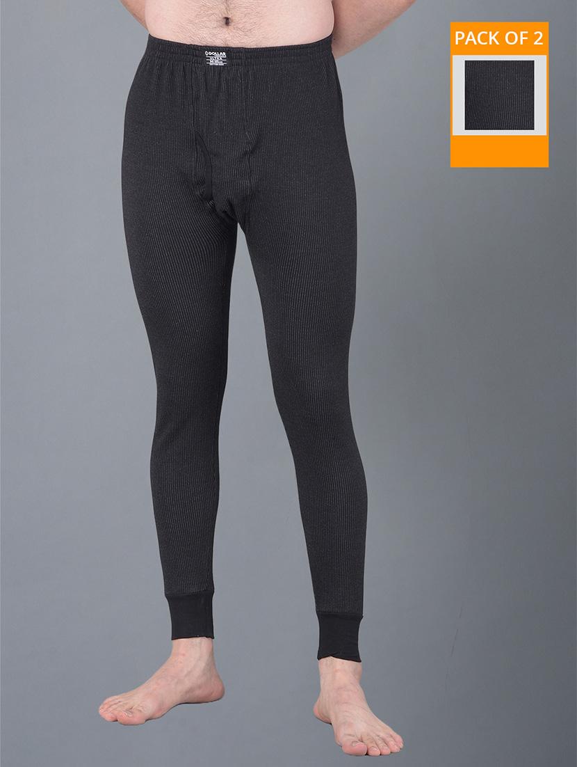 men pack of 2 solid full length thermal bottom