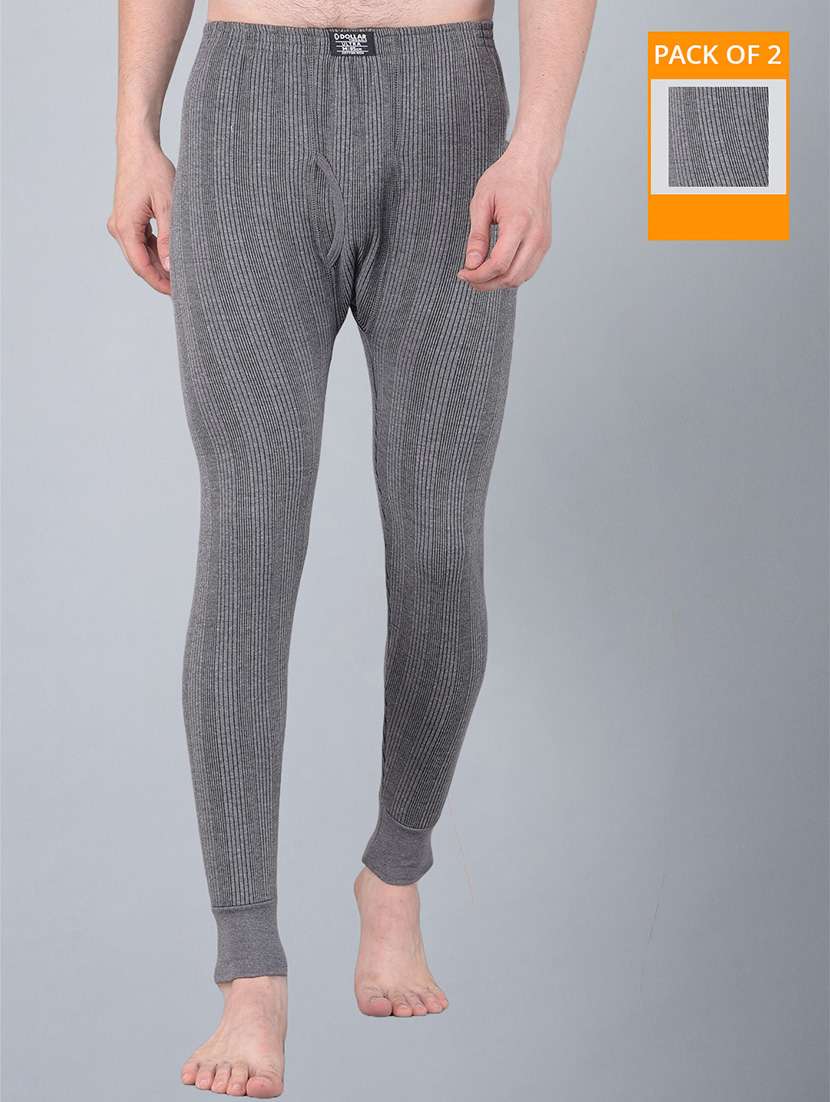 men pack of 2 solid full length thermal bottom