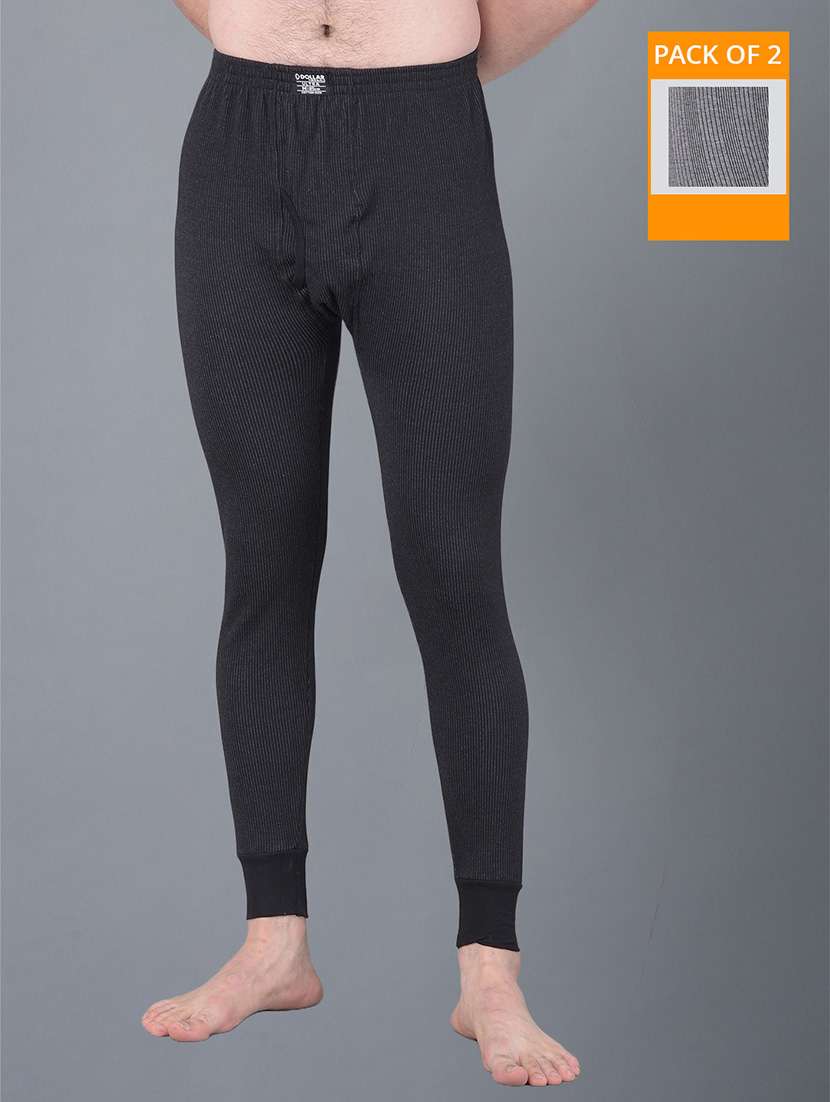 men pack of 2 solid full length thermal bottom