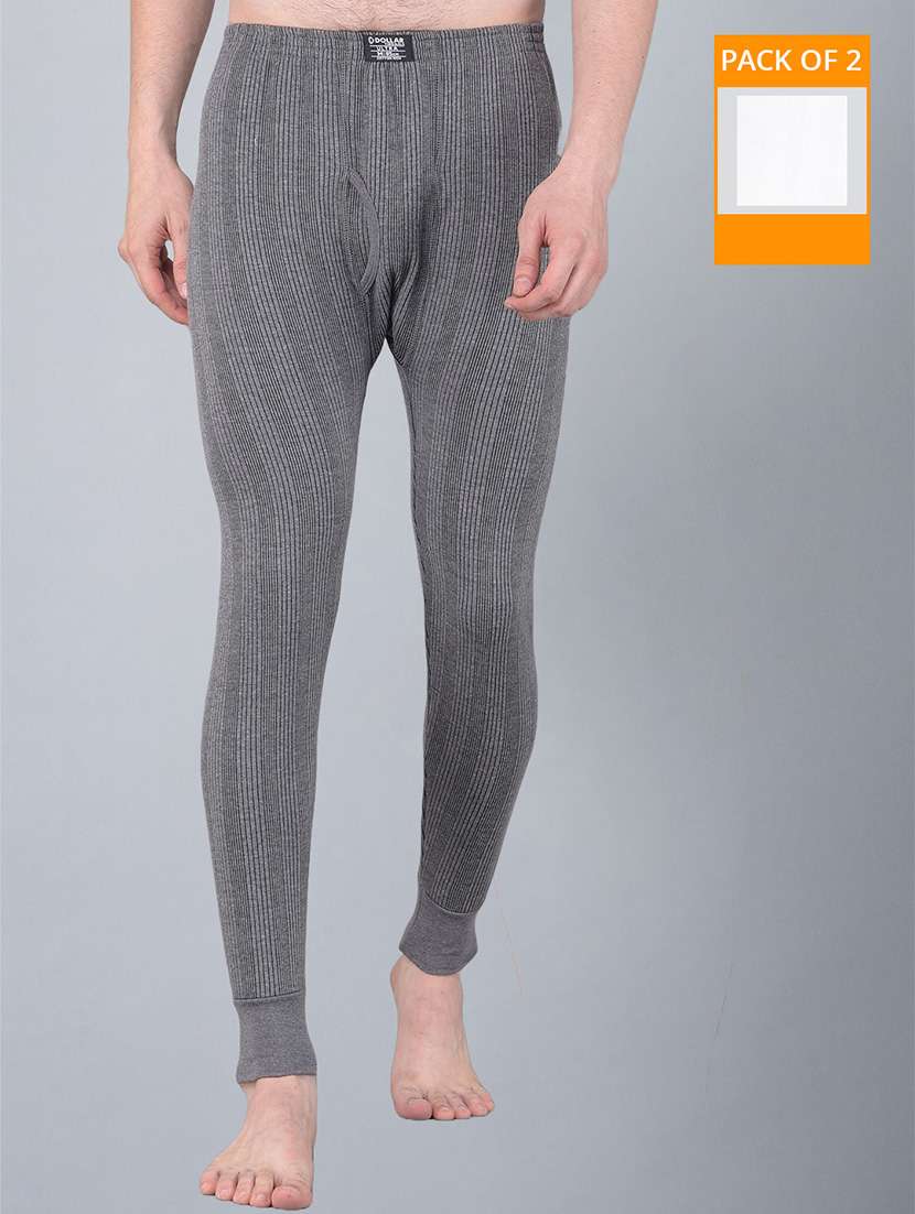 men pack of 2 solid full length thermal bottom