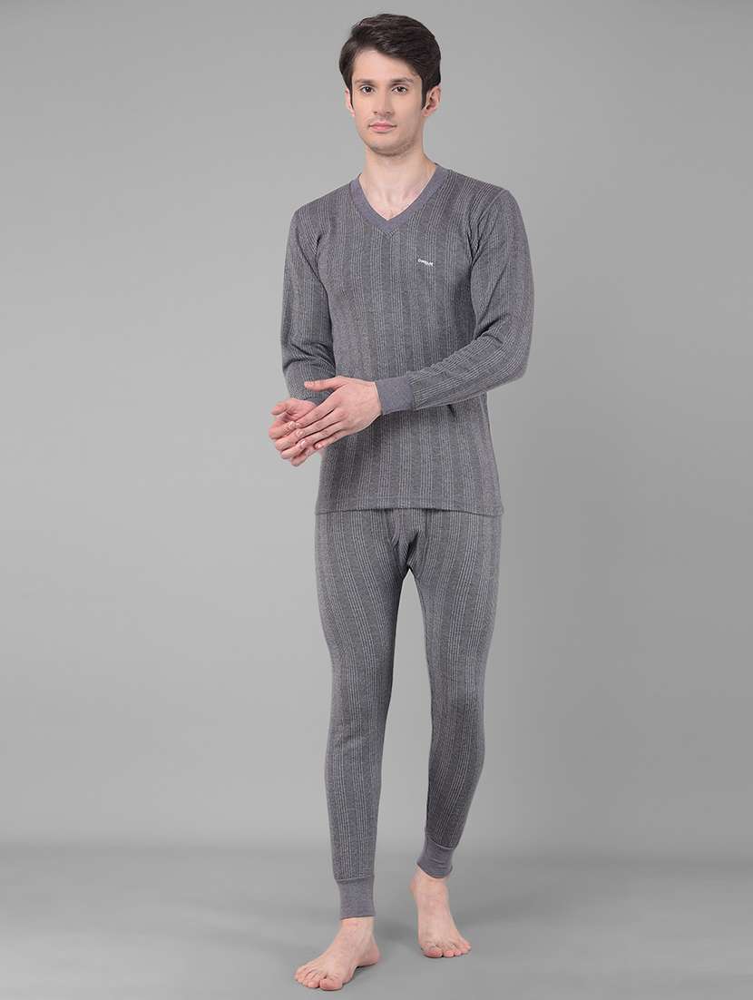 men pack of 2 solid v neck full sleeve thermal top - 21578056 -  Standard Image - 3