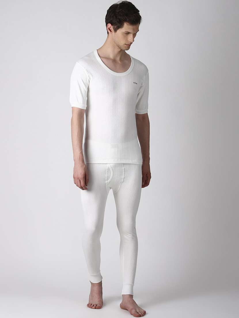 men solid short sleeve thermal set