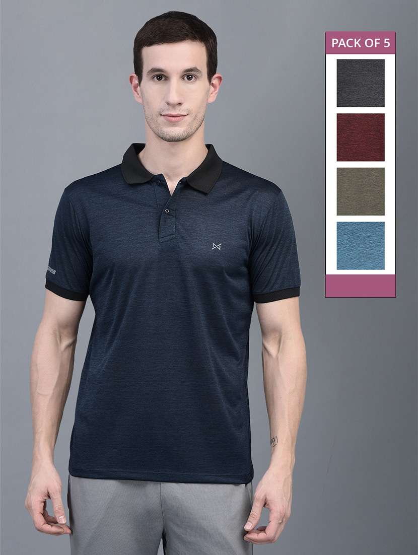 men pack of 5 solid polo t-shirt