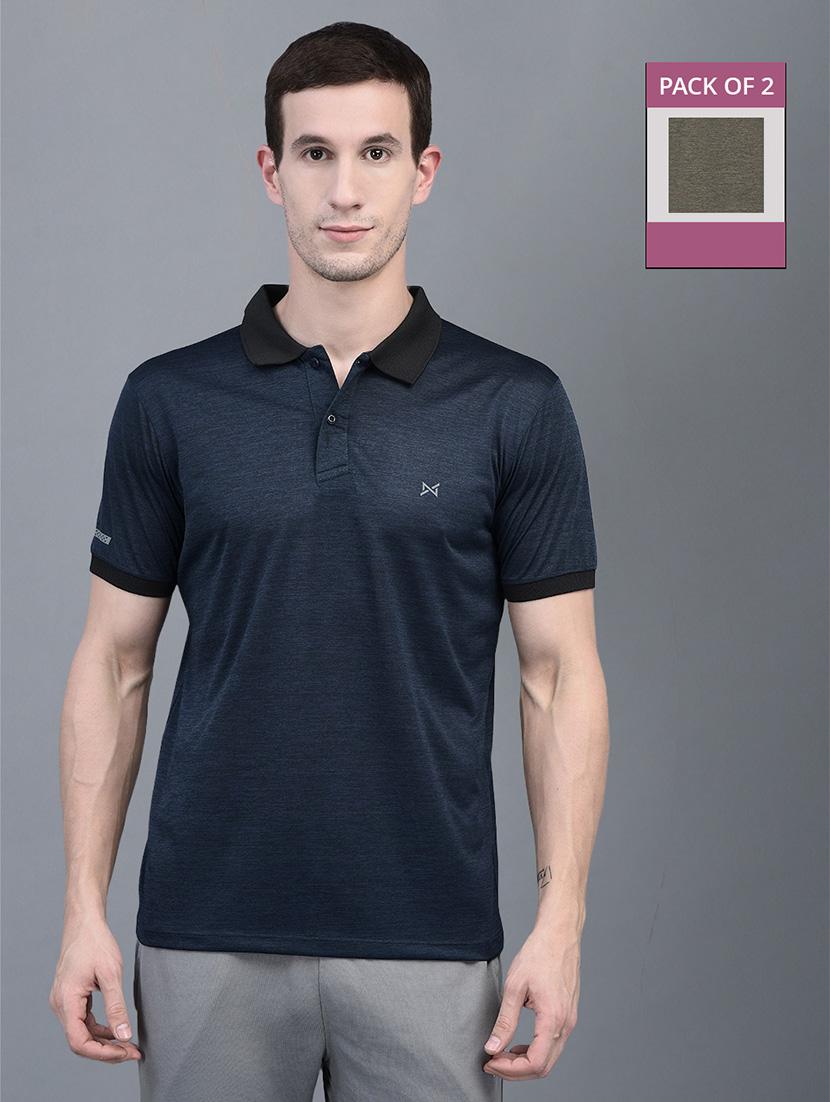 men pack of 2 solid polo t-shirt