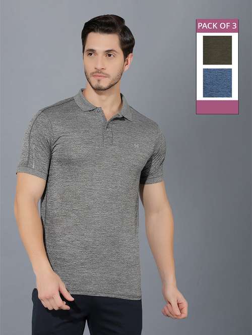 men pack of 3 solid polo t-shirt - 21578149 -  Standard Image - 0