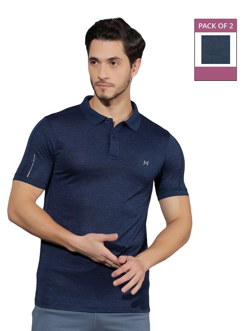 men pack of 2 solid polo t-shirt