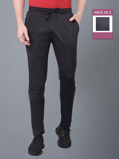 men pack of 2 regular fit solid full length track pants - 21578189 - Standard Image - 0