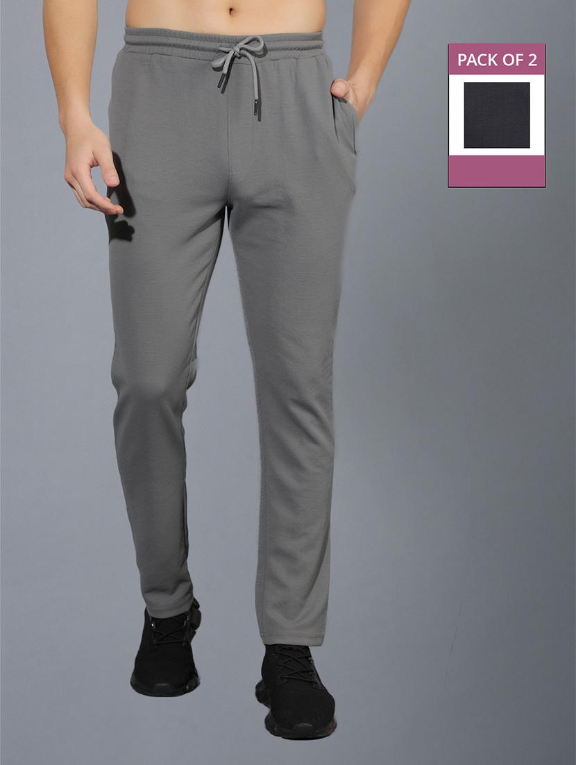 men pack of 2 regular fit solid full length track pants - 21578196 -  Zoom Image - 0
