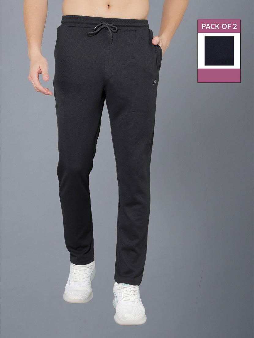 men pack of 2 regular fit solid full length track pants - 21578197 - Zoom Image - 0